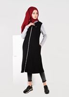 Hijab clothing BLACK ZIPPED SPORT TUNIC 6609