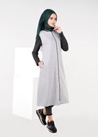Vêtements hijab GRIS TUNIQUE EN SPORT À ZIPPÉE 6609