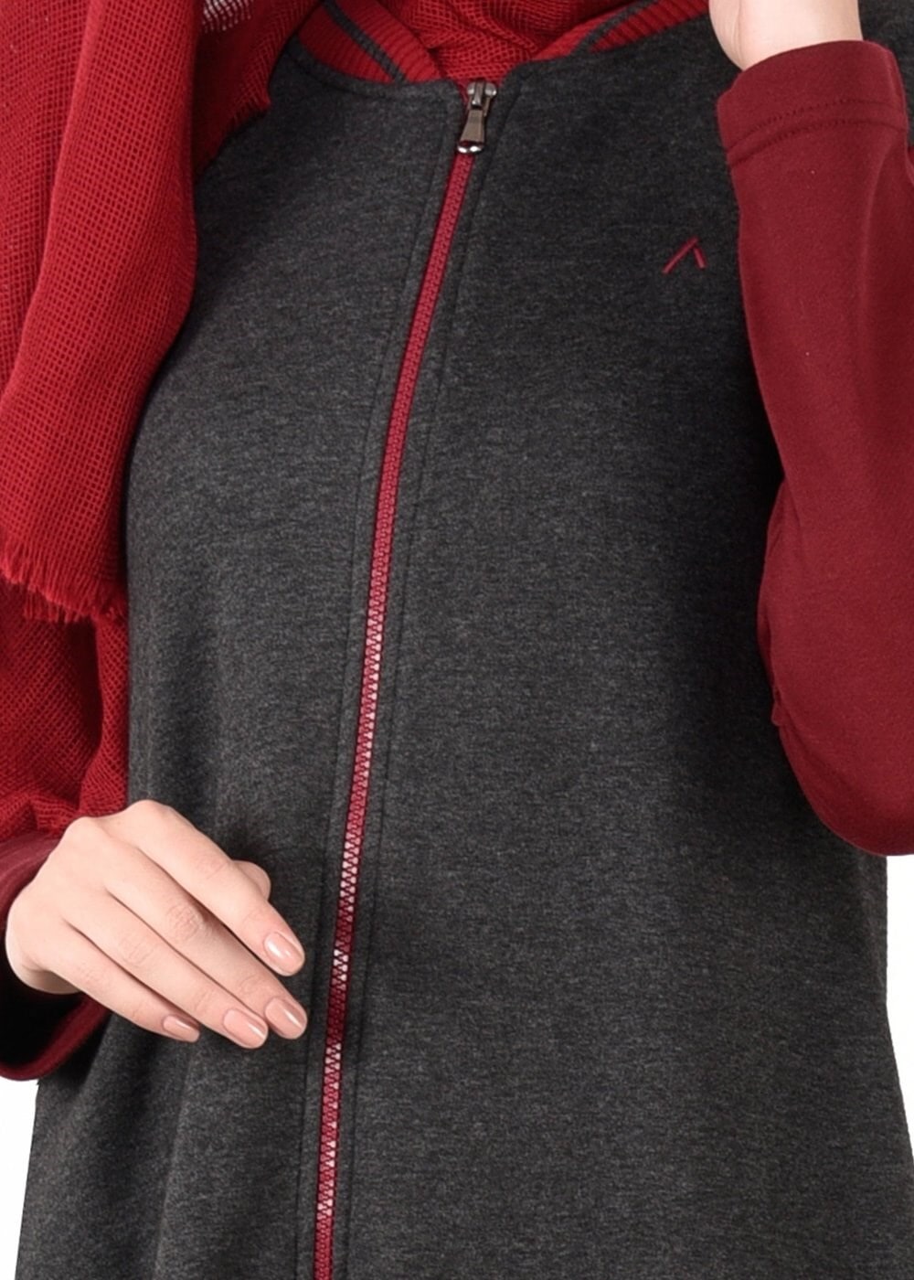 Hijab clothing GREY ZIPPED SPORT TUNIC 6609
