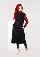 Vêtements hijab BLEU MARINE TUNIQUE EN SPORT À ZIPPÉE 6609