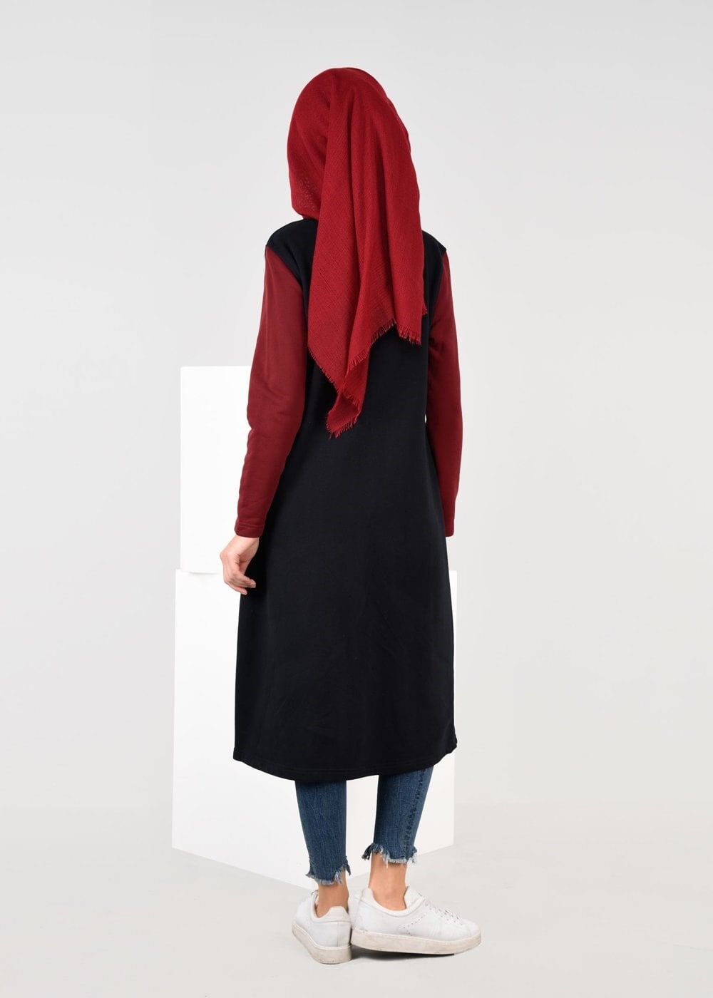 Vêtements hijab BLEU MARINE TUNIQUE EN SPORT À ZIPPÉE 6609