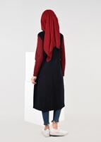 Vêtements hijab BLEU MARINE TUNIQUE EN SPORT À ZIPPÉE 6609