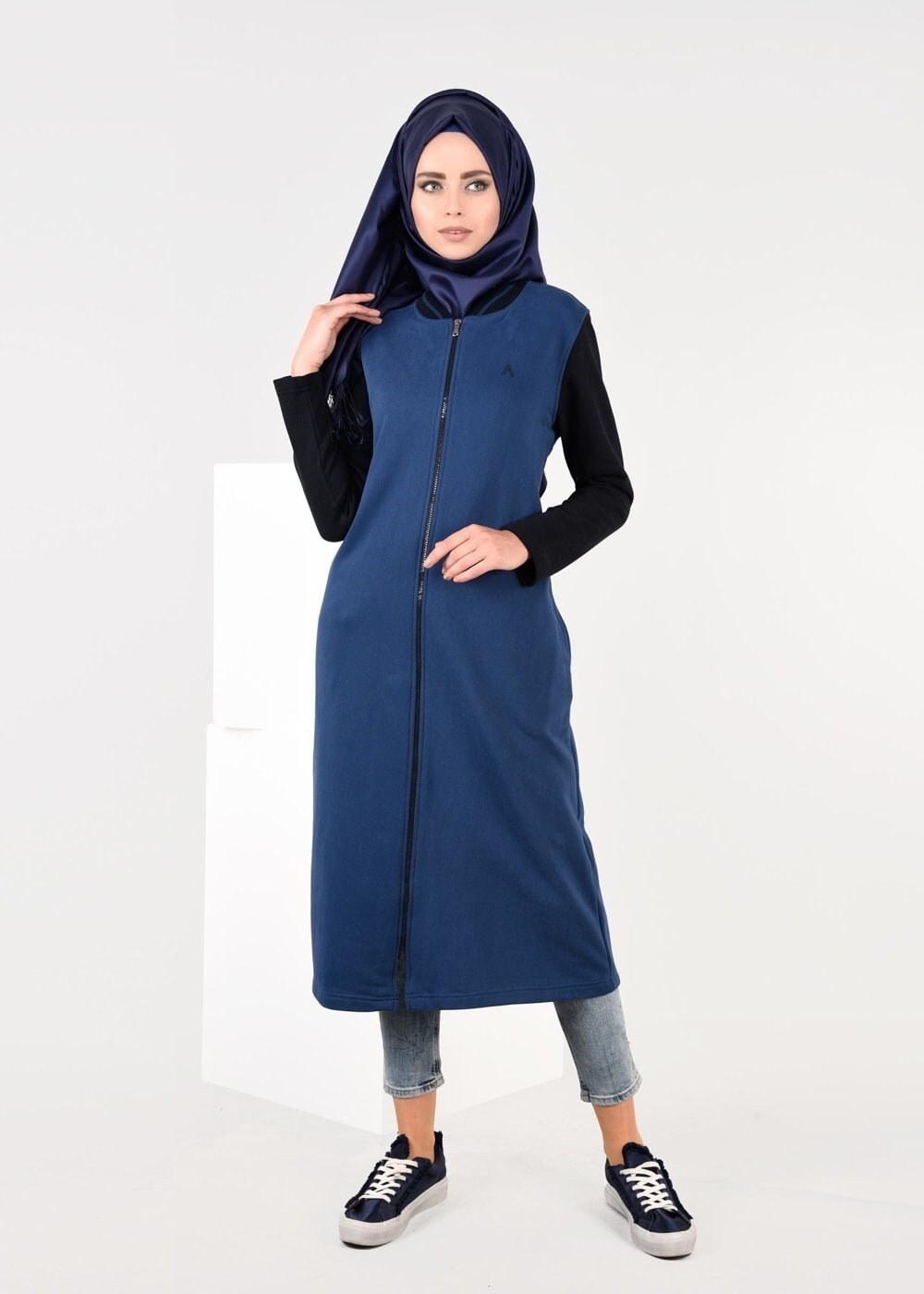 Tesettür giyim LACİVERT FERMUARLI EŞOFMAN TUNİK 6609 