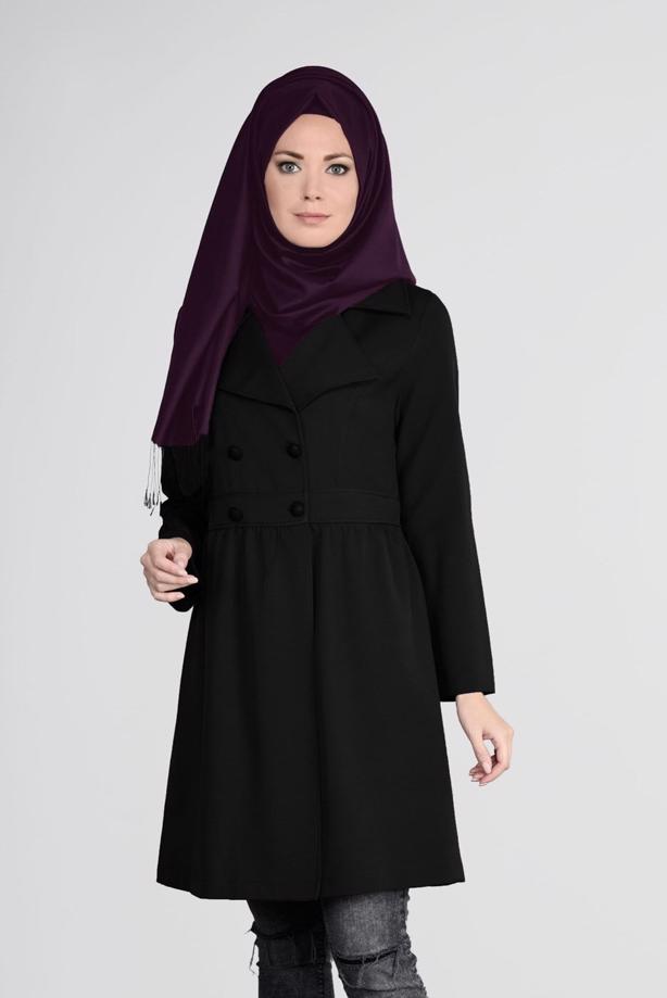 Vêtements hijab  BUTTONED TWILLED TRENCH-COAT 03107 - TRENDTESETTÜR