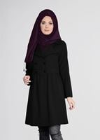 Hijab clothing BLACK BUTTONED TWILLED TRENCH-COAT 03107