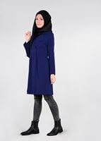 Tesettür giyim LACİVERT DÜĞMELİ KRUVAZE TRENÇKOT 03107 