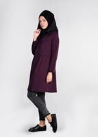 Tesettür giyim MÜRDÜM DÜĞMELİ KRUVAZE TRENÇKOT 03107 