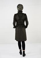 Tesettür giyim HAKİ KUŞAKLI SÜET TRENÇKOT 10141