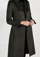 Tesettür giyim HAKİ KUŞAKLI SÜET TRENÇKOT 10141