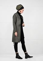 Tesettür giyim HAKİ KUŞAKLI BİSİKLET YAKA SÜET TRENÇKOT 53107 