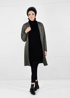 Tesettür giyim HAKİ KUŞAKLI BİSİKLET YAKA SÜET TRENÇKOT 53107 