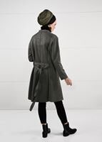 Tesettür giyim HAKİ KUŞAKLI BİSİKLET YAKA SÜET TRENÇKOT 53107 