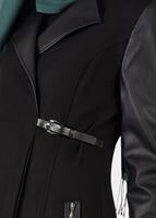 Tesettür giyim SİYAH KOLLARI SUNİ DERİ KEMER DETAYLI TRENÇKOT 1856