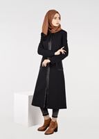 Tesettür giyim SİYAH BİYE DETAYLI YAKASI BAĞCIKLI TRENÇKOT 1871