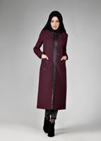 Tesettür giyim MÜRDÜM BİYE DETAYLI YAKASI BAĞCIKLI TRENÇKOT 1871