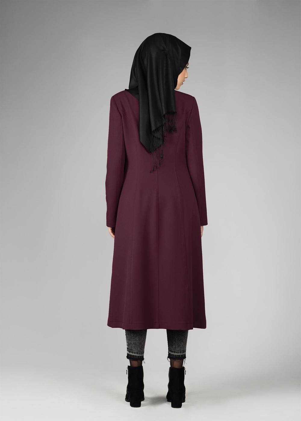 Tesettür giyim MÜRDÜM BİYE DETAYLI YAKASI BAĞCIKLI TRENÇKOT 1871