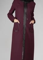 Tesettür giyim MÜRDÜM BİYE DETAYLI YAKASI BAĞCIKLI TRENÇKOT 1871