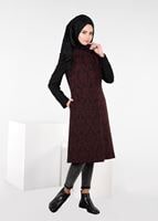 Tesettür giyim MÜRDÜM YAKASI BAĞCIKLI JAKARLI TRENÇKOT 1886