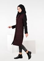 Tesettür giyim MÜRDÜM YAKASI BAĞCIKLI JAKARLI TRENÇKOT 1886