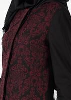 Tesettür giyim MÜRDÜM YAKASI BAĞCIKLI JAKARLI TRENÇKOT 1886