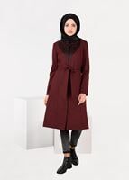 Tesettür giyim KAHVE YAKASI DETAYLI FERMUARLI TRENÇKOT 1902 