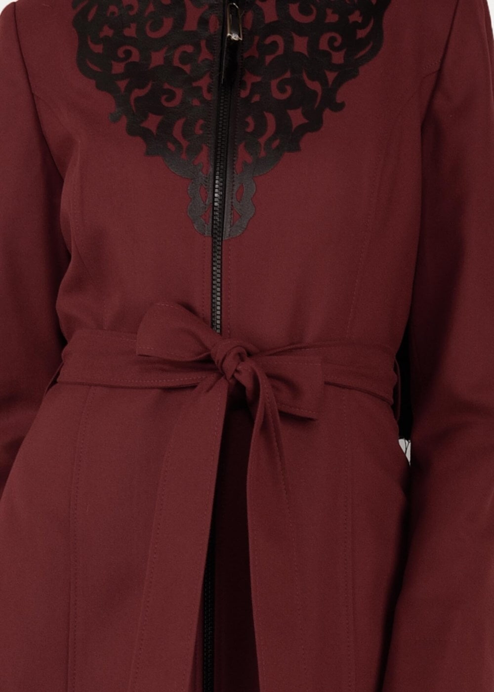 Tesettür giyim KAHVE YAKASI DETAYLI FERMUARLI TRENÇKOT 1902 