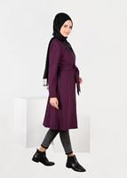 Tesettür giyim MOR YAKASI DETAYLI FERMUARLI TRENÇKOT 1902 