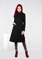Tesettür giyim SİYAH CEP DETAYLI TRENÇKOT 1917 3473-1 