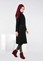 Tesettür giyim SİYAH CEP DETAYLI TRENÇKOT 1917 3473-1 