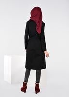 Tesettür giyim SİYAH CEP DETAYLI TRENÇKOT 1917 3473-1 
