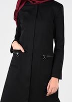 Tesettür giyim SİYAH CEP DETAYLI TRENÇKOT 1917 3473-1 