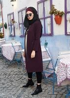 Tesettür giyim BORDO CEP DETAYLI TRENÇKOT 1917 3473-1 