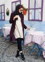 Tesettür giyim BORDO CEP DETAYLI TRENÇKOT 1917 3473-1 