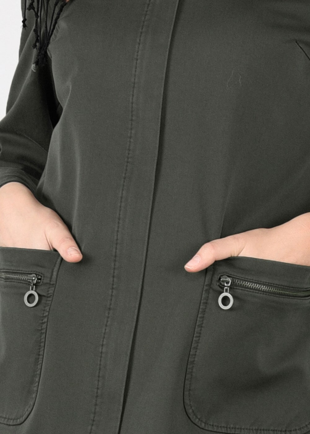 Tesettür giyim HAKİ CEP DETAYLI TRENÇKOT 1917 3473-1 