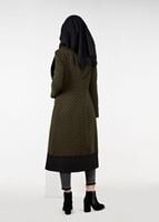 Tesettür giyim HAKİ ZİKZAK DESENLİ FERMUARLI TRENÇKOT 1919 