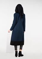 Tesettür giyim LACİVERT ZİKZAK DESENLİ FERMUARLI TRENÇKOT 1919 