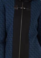 Tesettür giyim LACİVERT ZİKZAK DESENLİ FERMUARLI TRENÇKOT 1919 