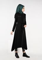 Tesettür giyim SİYAH BİYE DETAYLI TRENÇKOT 1924 