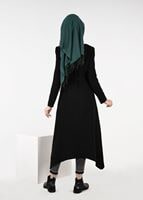 Tesettür giyim SİYAH BİYE DETAYLI TRENÇKOT 1924 