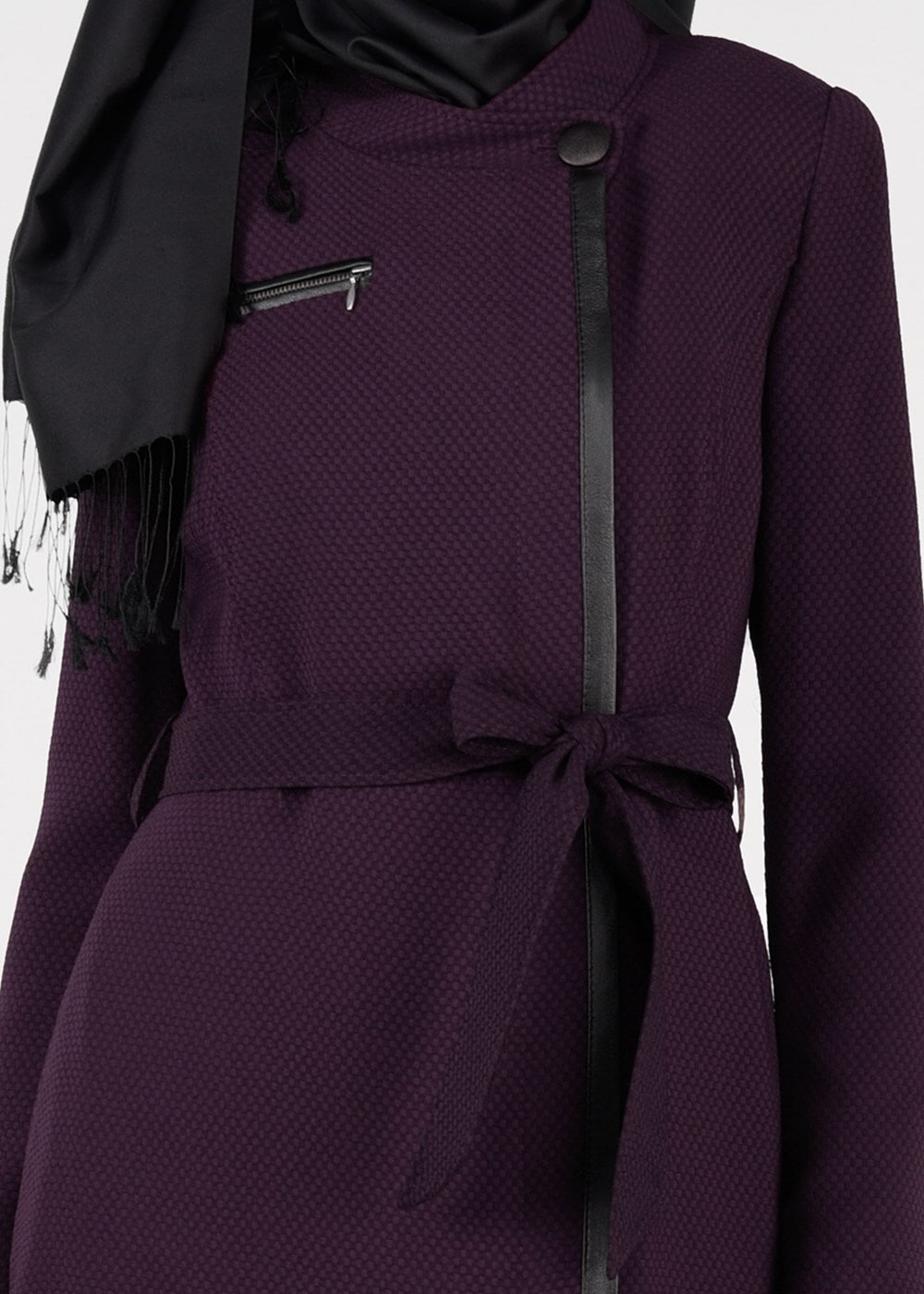 Hijab clothing PLUM TAPE DETAILED TRENCH-COAT 1924
