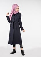 Tesettür giyim GRİ DÜĞMELİ TRENÇKOT 1927
