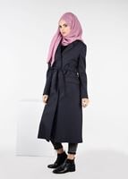 Tesettür giyim GRİ DÜĞMELİ TRENÇKOT 1927