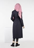 Tesettür giyim GRİ DÜĞMELİ TRENÇKOT 1927