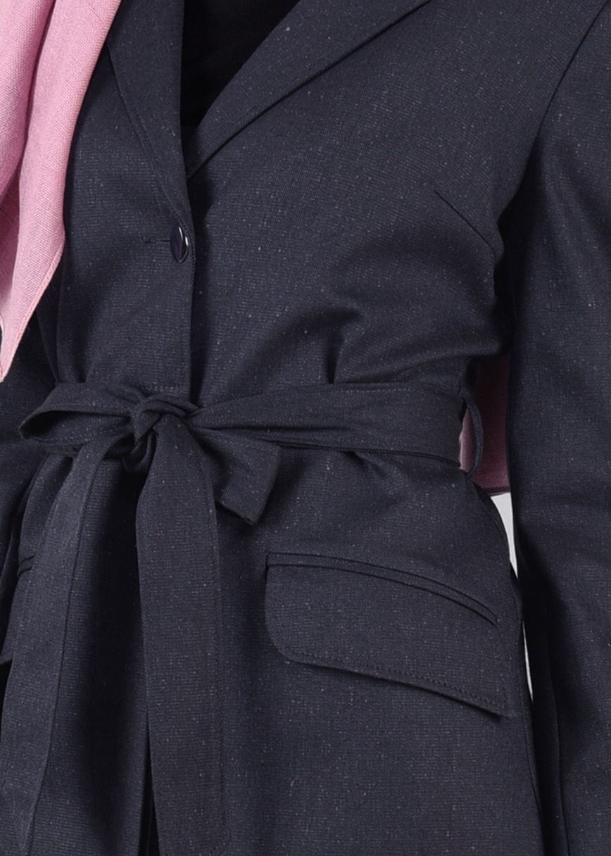 Tesettür giyim GRİ DÜĞMELİ TRENÇKOT 1927