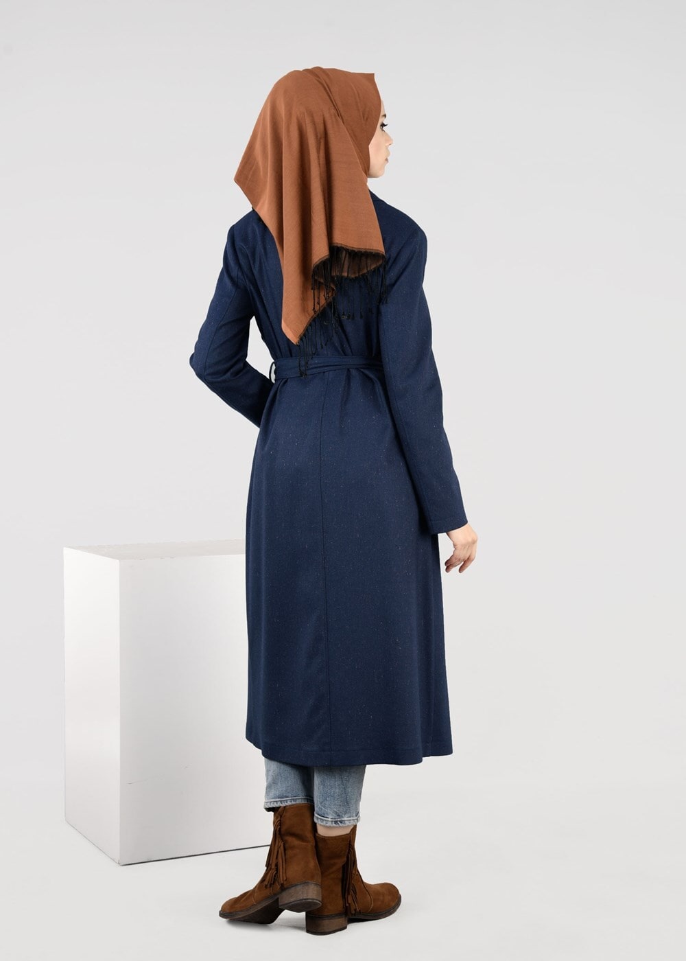 Tesettür giyim LACİVERT DÜĞMELİ TRENÇKOT 1927