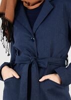 Tesettür giyim LACİVERT DÜĞMELİ TRENÇKOT 1927