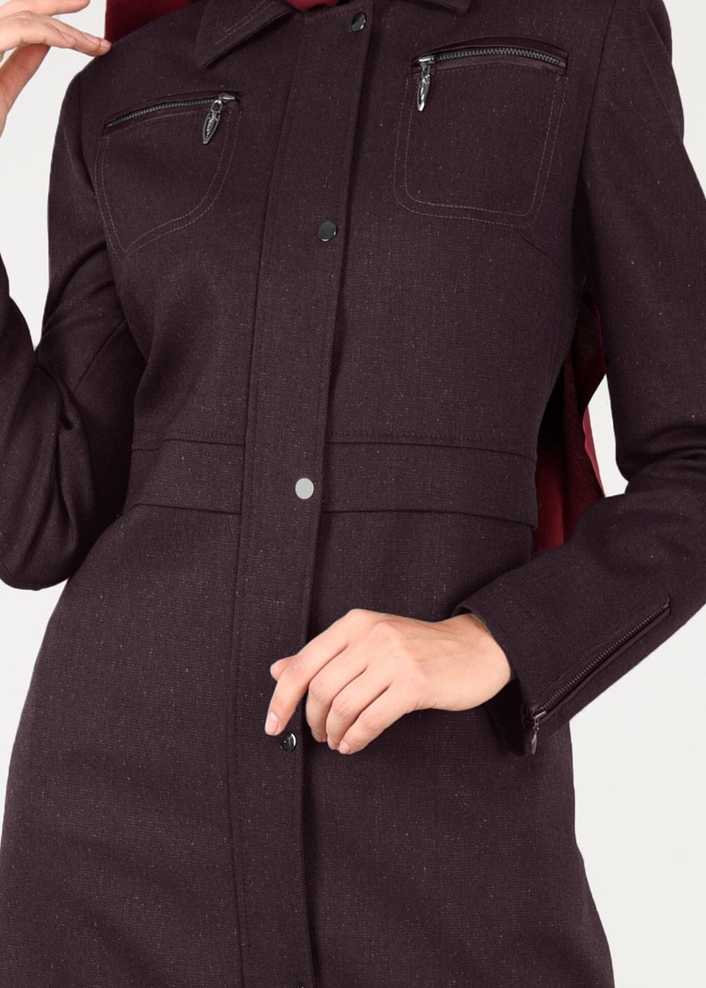 Tesettür giyim MÜRDÜM ETEK UCU LASTİKLİ TRENÇKOT 1929