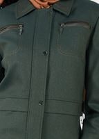 Tesettür giyim YEŞİL ETEK UCU LASTİKLİ TRENÇKOT 1929