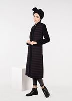 Tesettür giyim MOR ÇİZGİLİ TRENÇKOT 1936