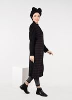 Tesettür giyim MOR ÇİZGİLİ TRENÇKOT 1936